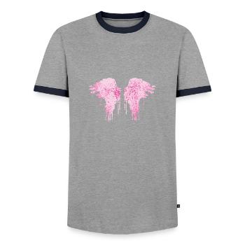 engelsflügel,pink,bunte flügel,graffiti - Männer Kontrast-T-Shirt - Grau/Navy  - Vorne - AI Model Female 172 light (172cm) & AI Model Male 178 light (178cm)