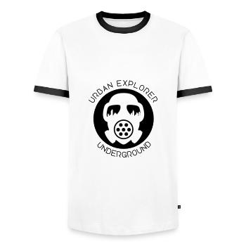 Urban Explorer - Urbex - Underground - Men's Ringer Shirt - white/black - Front - AI Model Female 172 light (172cm) & AI Model Male 178 dark (178cm)