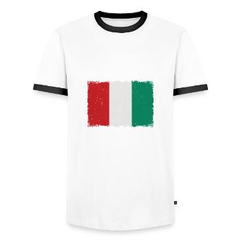 Grunge Italien Flagge - Männer Kontrast-T-Shirt - Weiß/Schwarz - Vorne - AI Model Female 172 light (172cm) & AI Model Male 178 dark (178cm)