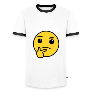 Emoji nachdenken Skizze Farbe - Männer Kontrast-T-Shirt - Weiß/Schwarz - Vorne - AI Model Female 172 light (172cm) & AI Model Male 178 dark (178cm)