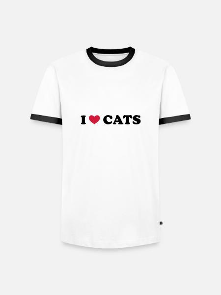I Love Cats - Männer Kontrast-T-Shirt - Weiß/Schwarz