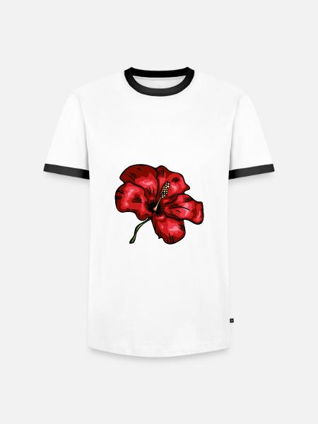 hibiskus - Männer Kontrast-T-Shirt - Weiß/Schwarz