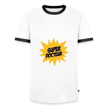 Super docteur ! - T-shirt contrasté Homme - blanc/noir - Devant - AI Model Female 172 light (172cm) & AI Model Male 178 dark (178cm)