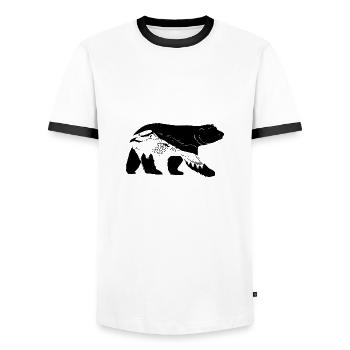 TIERE BÄREN BÄR WILD WILDTIEREN WÄLDER NATUR MOTIV - Männer Kontrast-T-Shirt - Weiß/Schwarz - Vorne - AI Model Female 172 light (172cm) & AI Model Male 178 dark (178cm)