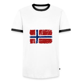 Norway Flag - Vintage Look - Men's Ringer Shirt - white/black - Front - AI Model Female 172 light (172cm) & AI Model Male 178 dark (178cm)
