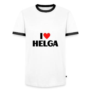 I love Helga Rotes Herz Liebe Fan Geschenk - Männer Kontrast-T-Shirt - Weiß/Schwarz - Vorne - AI Model Female 172 light (172cm) & AI Model Male 178 dark (178cm)