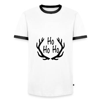 Noël - Ho Ho Ho - T-shirt contrasté Homme - blanc/noir - Devant - AI Model Female 172 light (172cm) & AI Model Male 178 dark (178cm)