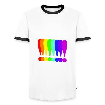 Point d’exclamation Idée cadeau colorée Couleurs arc-en-ciel - T-shirt contrasté Homme - blanc/noir - Devant - AI Model Female 172 light (172cm) & AI Model Male 178 dark (178cm)