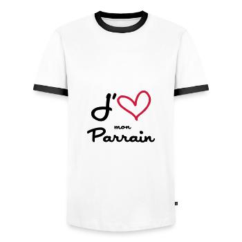 J'aime mon Parrain - T-shirt contrasté Homme - blanc/noir - Devant - AI Model Female 172 light (172cm) & AI Model Male 178 dark (178cm)