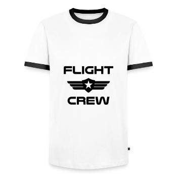 ★ Design colors can be changed ★ Flight crew (badge) - Men's Ringer Shirt - white/black - Front - AI Model Female 172 light (172cm) & AI Model Male 178 dark (178cm)