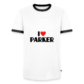 J’aime Parker Heart Graphic Name Gift - T-shirt contrasté Homme - blanc/noir - Devant - AI Model Female 172 light (172cm) & AI Model Male 178 dark (178cm)