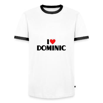 J’aime Dominic Coeur Graphique Nom Cadeau - T-shirt contrasté Homme - blanc/noir - Devant - AI Model Female 172 light (172cm) & AI Model Male 178 dark (178cm)