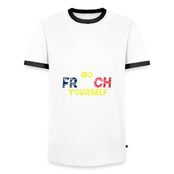 Allez-y vous-même Idée cadeau France - T-shirt contrasté Homme - blanc/noir - Devant - AI Model Female 172 light (172cm) & AI Model Male 178 dark (178cm)