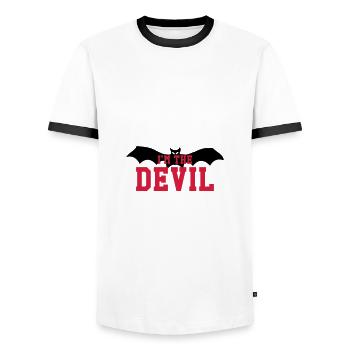 I'm the DEVIL - Men's Ringer Shirt - white/black - Front - AI Model Female 172 light (172cm) & AI Model Male 178 dark (178cm)