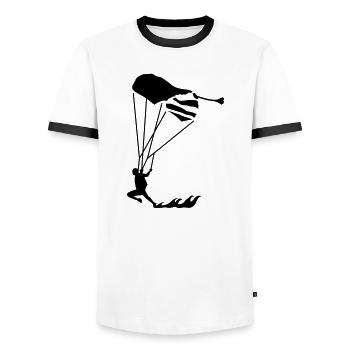 swoop_1 - Men's Ringer Shirt - white/black - Front - AI Model Female 172 light (172cm) & AI Model Male 178 dark (178cm)
