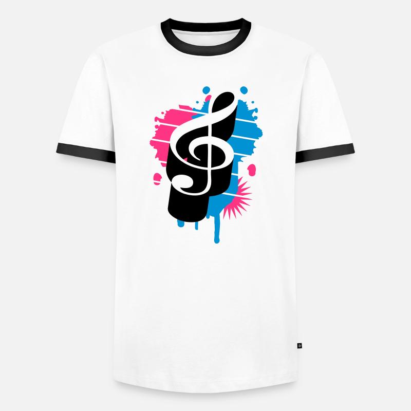 A clef as a graffiti - Men's Ringer Shirt - white/black