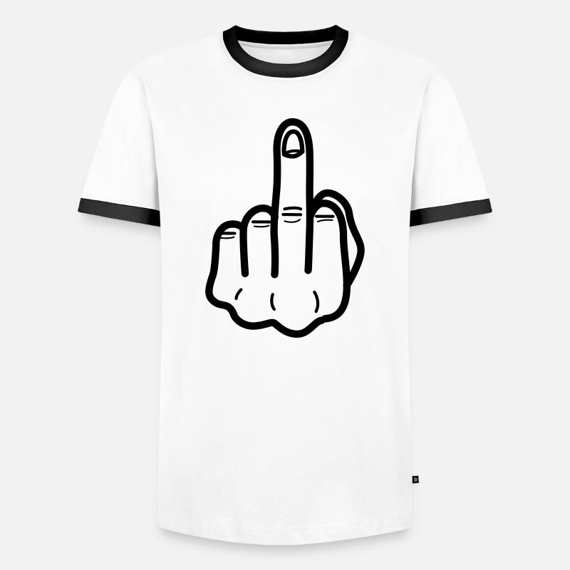 middlefinger - Men's Ringer Shirt - white/black