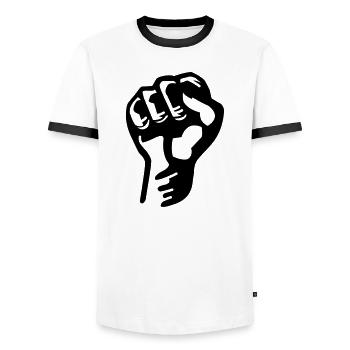 poing - T-shirt contrasté Homme - blanc/noir - Devant - AI Model Female 172 light (172cm) & AI Model Male 178 dark (178cm)