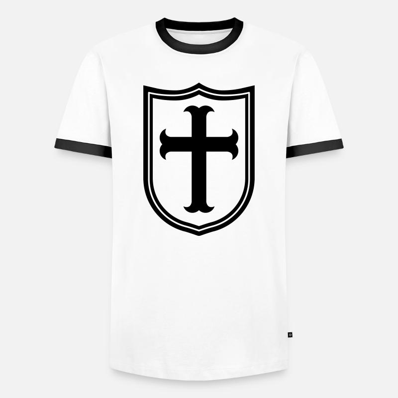 templar knight - Men's Ringer Shirt - white/black