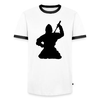 Ninja Espion ou assassin japonais - T-shirt contrasté Homme - blanc/noir - Devant - AI Model Female 172 light (172cm) & AI Model Male 178 dark (178cm)
