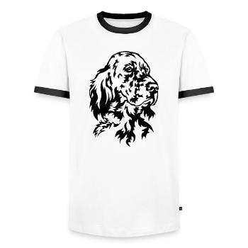 Englischer Setter Kopf - Männer Kontrast-T-Shirt - Weiß/Schwarz - Vorne - AI Model Female 172 light (172cm) & AI Model Male 178 dark (178cm)