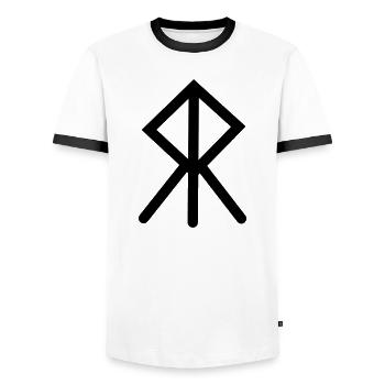Moed Viking rune COURAGE - T-shirt contrasté Homme - blanc/noir - Devant - AI Model Female 172 light (172cm) & AI Model Male 178 dark (178cm)
