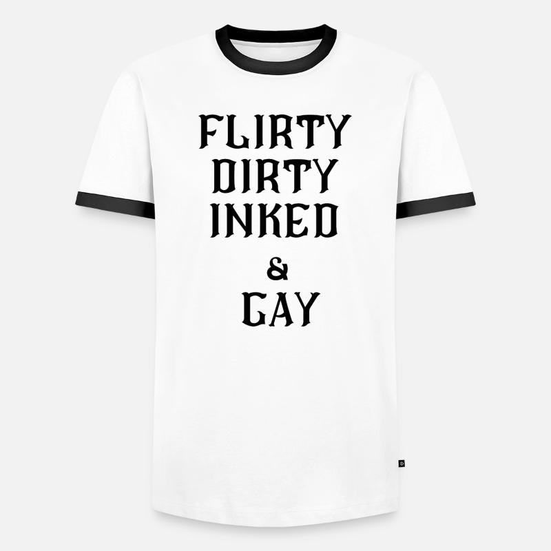 Flirty lesbian text - Men's Ringer Shirt - white/black