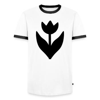 Fleur Fleurs Noires Fleur De Tulipe Fleur De Tulipe - T-shirt contrasté Homme - blanc/noir - Devant - AI Model Female 172 light (172cm) & AI Model Male 178 dark (178cm)
