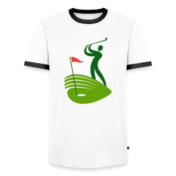golf, golffan, golfer, golfclub - Männer Kontrast-T-Shirt - Weiß/Schwarz - Vorne - AI Model Female 172 light (172cm) & AI Model Male 178 dark (178cm)