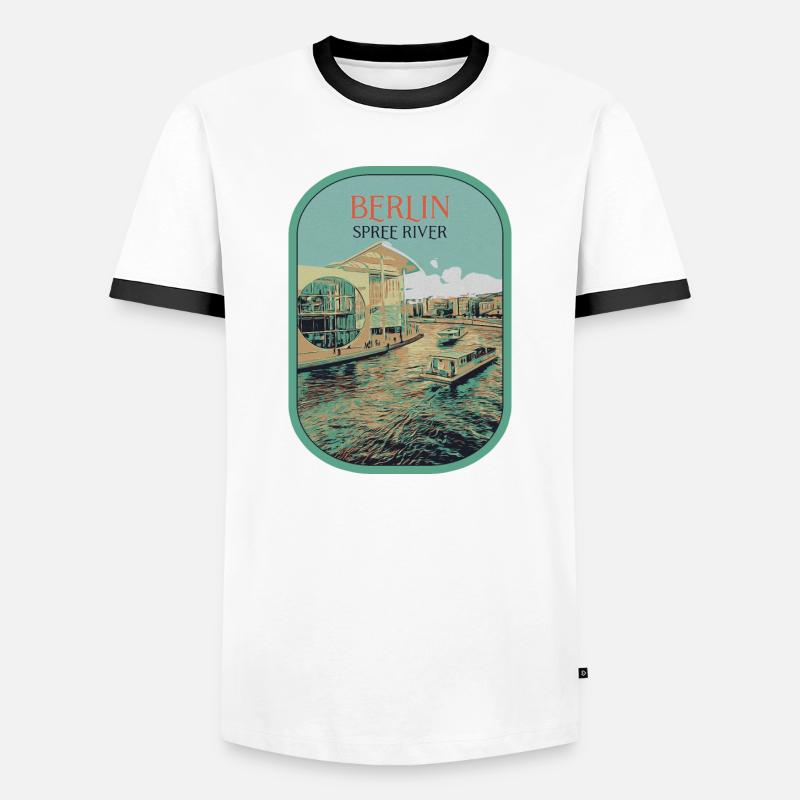 Modern Architecture Berlin Illustration - Men's Ringer Shirt - white/black