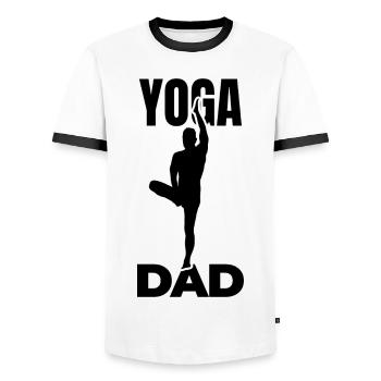 Yoga Papa - Männer Kontrast-T-Shirt - Weiß/Schwarz - Vorne - AI Model Female 172 light (172cm) & AI Model Male 178 dark (178cm)