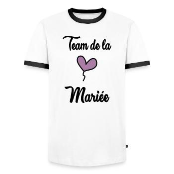 FUTURE MARIEE. EVJF. MARIEE. TEAM. TEAM MARIEE - T-shirt contrasté Homme - blanc/noir - Devant - AI Model Female 172 light (172cm) & AI Model Male 178 dark (178cm)