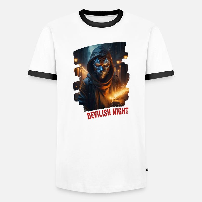DEVILISH NIGHT - Men's Ringer Shirt - white/black