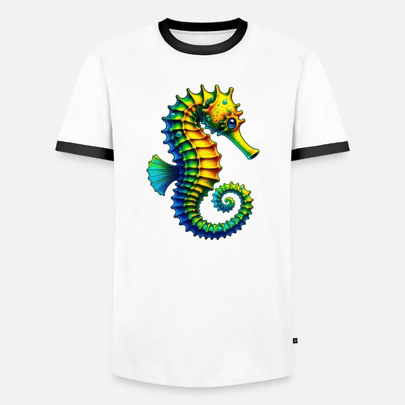 Seepferdchen - Männer Kontrast-T-Shirt - Weiß/Schwarz