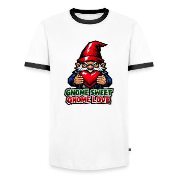 Nain maléfique, gnome sombre, gnome gothique, gnome drôle - T-shirt contrasté Homme - blanc/noir - Devant - AI Model Female 172 light (172cm) & AI Model Male 178 dark (178cm)