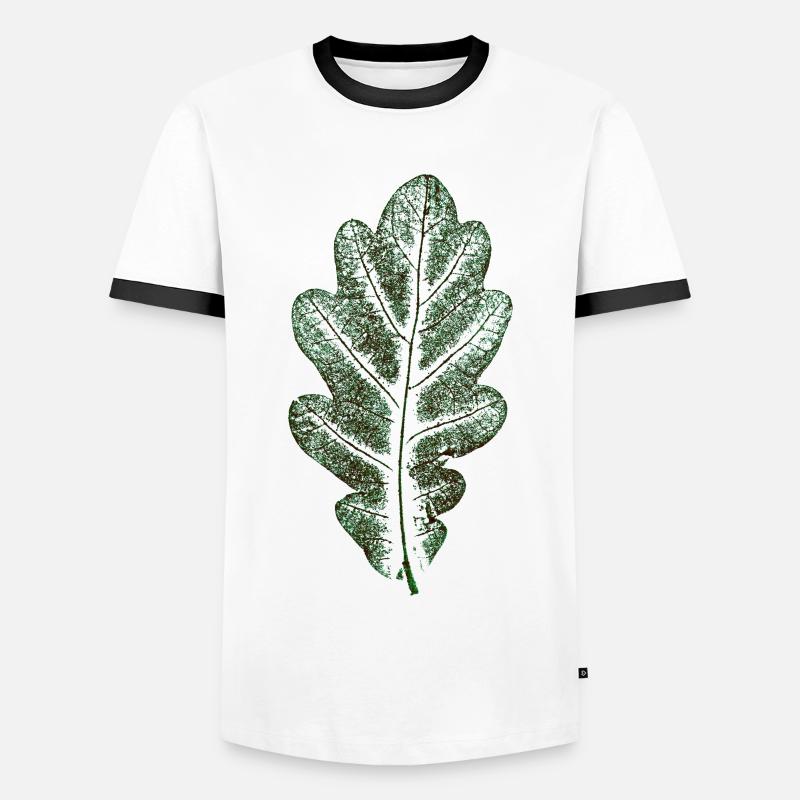 Eichenblatt Naturgrün / Blatt/ Eiche/Baum - Männer Kontrast-T-Shirt - Weiß/Schwarz