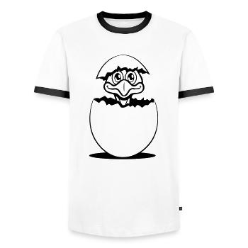 bouquet oeuf éclôt poussin émeu doux - T-shirt contrasté Homme - blanc/noir - Devant - AI Model Female 172 light (172cm) & AI Model Male 178 dark (178cm)