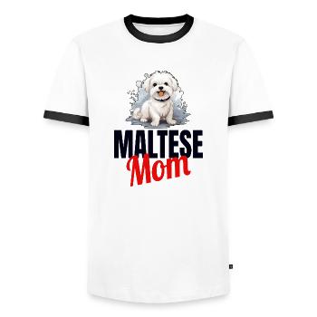 Maltese Lapdog Puppy Muttertag Welpe - Männer Kontrast-T-Shirt - Weiß/Schwarz - Vorne - AI Model Female 172 light (172cm) & AI Model Male 178 dark (178cm)