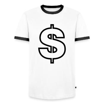 gfx dollar futura bold outline 1c - T-shirt contrasté Homme - blanc/noir - Devant - AI Model Female 172 light (172cm) & AI Model Male 178 dark (178cm)