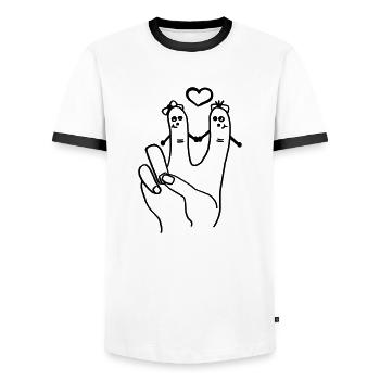 Peace - Männer Kontrast-T-Shirt - Weiß/Schwarz - Vorne - AI Model Female 172 light (172cm) & AI Model Male 178 dark (178cm)