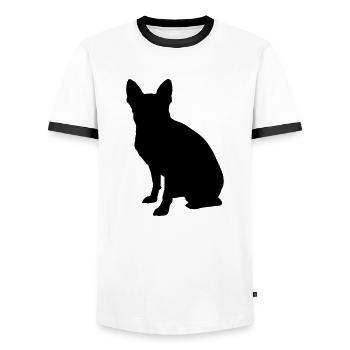 Vector dog Silhouette - Men's Ringer Shirt - white/black - Front - AI Model Female 172 light (172cm) & AI Model Male 178 dark (178cm)