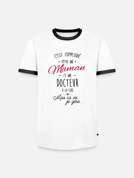 maman et docteur - T-shirt contrasté Homme - blanc/noir
