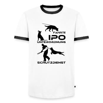 78 - IPO (formerly VPG) - Men's Ringer Shirt - white/black - Front - AI Model Female 172 light (172cm) & AI Model Male 178 dark (178cm)
