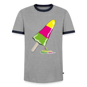 Popsicles - Men's Ringer Shirt - grey/navy  - Front - AI Model Female 172 light (172cm) & AI Model Male 178 light (178cm)