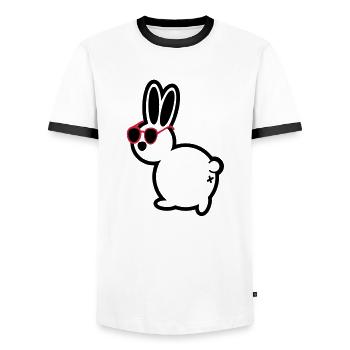 hase comique - T-shirt contrasté Homme - blanc/noir - Devant - AI Model Female 172 light (172cm) & AI Model Male 178 dark (178cm)