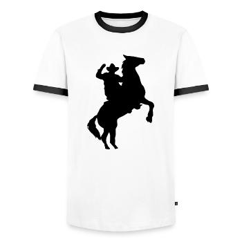 Cowboy - Men's Ringer Shirt - white/black - Front - AI Model Female 172 light (172cm) & AI Model Male 178 dark (178cm)