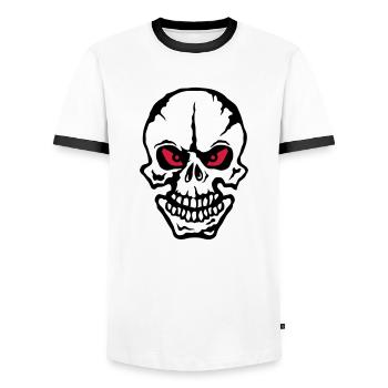 death head skull head look wicked dead 1 - Men's Ringer Shirt - white/black - Front - AI Model Female 172 light (172cm) & AI Model Male 178 dark (178cm)