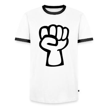 Faust symbol politic sign fun fist - Männer Kontrast-T-Shirt - Weiß/Schwarz - Vorne - AI Model Female 172 light (172cm) & AI Model Male 178 dark (178cm)
