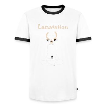Llama alpaca - Men's Ringer Shirt - white/black - Front - AI Model Female 172 light (172cm) & AI Model Male 178 dark (178cm)