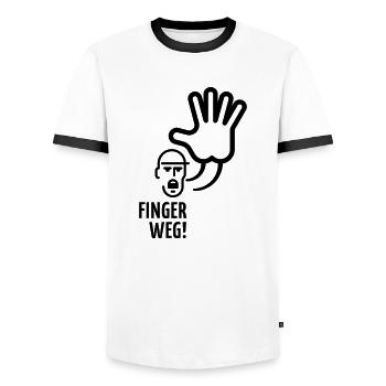 Finger weg! - Männer Kontrast-T-Shirt - Weiß/Schwarz - Vorne - AI Model Female 172 light (172cm) & AI Model Male 178 dark (178cm)